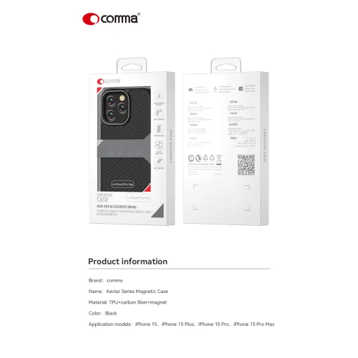 Comma tok Kevlar Mag iPhone 15 Pro Max fekete - 8