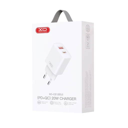 XO fali töltő CE12 PD QC 3.0 20W 1x USB 1x USB-C fehér - 3