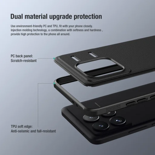 Nillkin Super Frosted PRO hátlapi tok Xiaomi Poco F6 Pro 5G fekete tok - 4