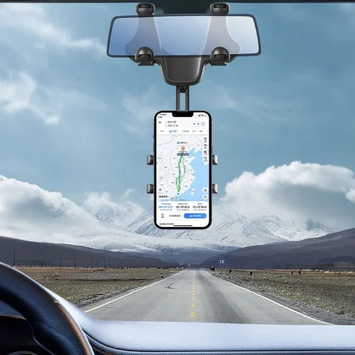 Visszapillantóra helyezhető telefontartó - fekete - 9