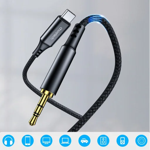 Choetech AUX006 USB-C / mini jack 3.5mm kábel 1 m - fekete - 2
