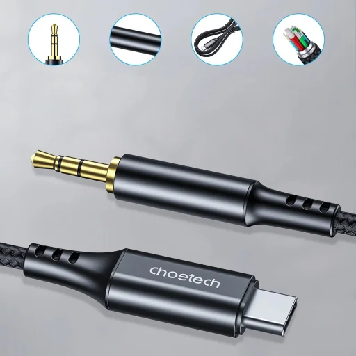 Choetech AUX006 USB-C / mini jack 3.5mm kábel 1 m - fekete - 3