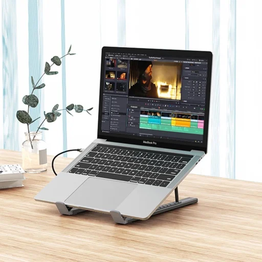 7in1 laptop állvány Choetech HUB-M48 PD USB-C SD TF USB-A HDMI 100W + USB-C kábel - szürke - 3