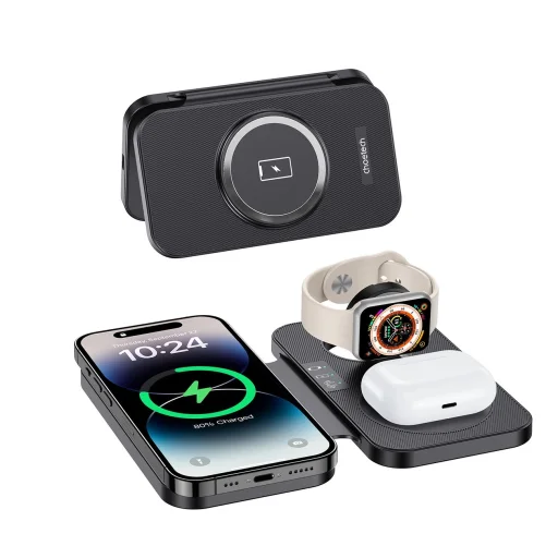 Choetech T616-F 3in1 induktív töltő Apple és Samsung eszközökkel kompatibilis - fekete - 2