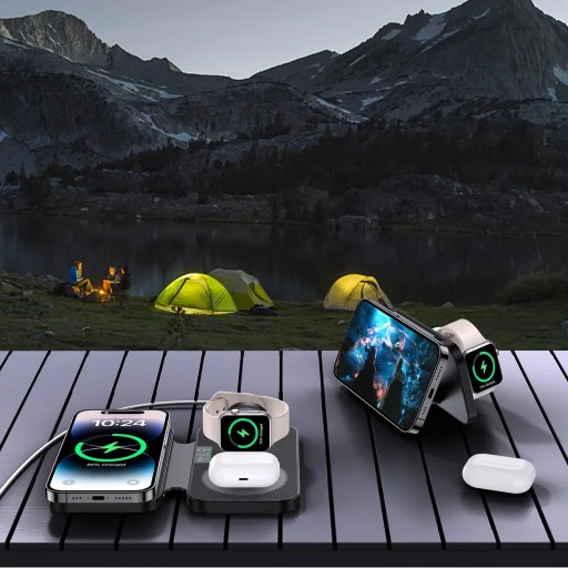 Choetech T616-F 3in1 induktív töltő Apple és Samsung eszközökkel kompatibilis - fekete - 7