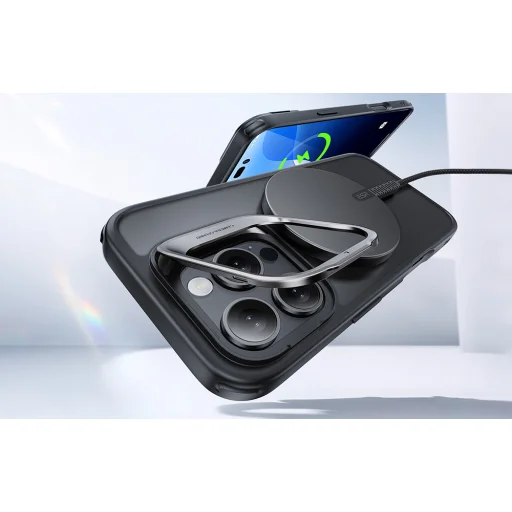  iPhone 16 Pro ESR Classic Hybrid HaloLock MagSafe edzett üveg hátlappal Frosted fekete tok - 9