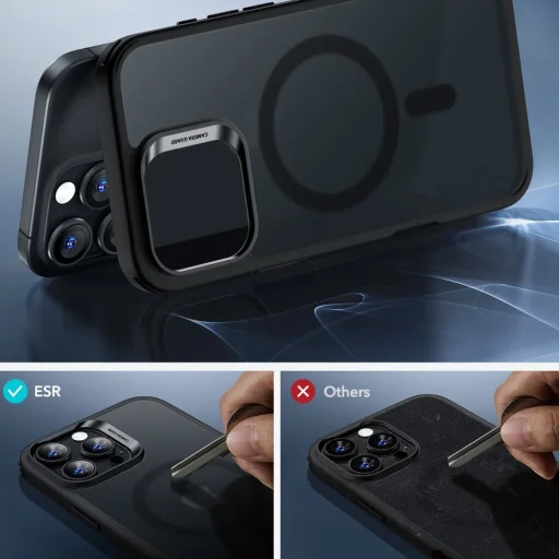  iPhone 16 Pro ESR Classic Hybrid HaloLock MagSafe edzett üveg hátlappal Frosted fekete tok - 5