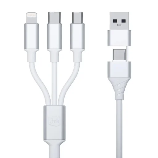 3mk Hyper Kábel 3 az 1-ben USB-A - USB-C / USB-C - micro USB - Lightning 1.5m - fehér - 3