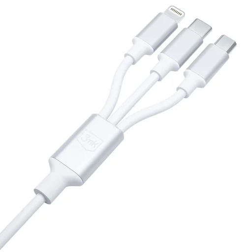 3mk Hyper Kábel 3 az 1-ben USB-A - USB-C / USB-C - micro USB - Lightning 1.5m - fehér - 6