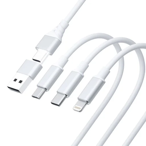 3mk Hyper Kábel 3 az 1-ben USB-A - USB-C / USB-C - micro USB - Lightning 1.5m - fehér - 7