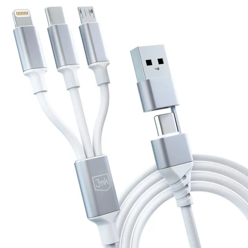 3mk Hyper Kábel 3 az 1-ben USB-A - USB-C / USB-C - micro USB - Lightning 1.5m - fehér - 9