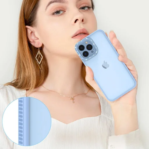 Kingxbar Sparkle Series tok iPhone 13 Pro Max készülékhez kristályokkal, kék - 7