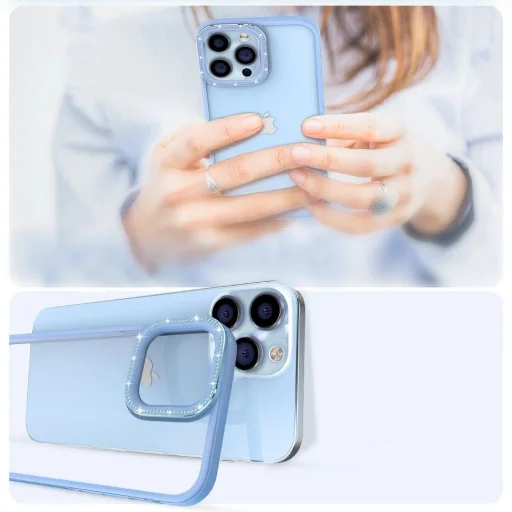 Kingxbar Sparkle Series tok iPhone 13 Pro Max készülékhez kristályokkal, kék - 8