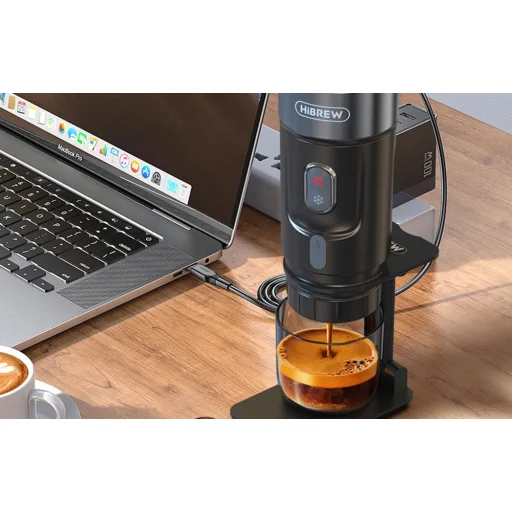 HiBREW H4A 3 az 1-ben hordozható kávéfőző adapterrel és tokkal, 15 bar, 80W - 5