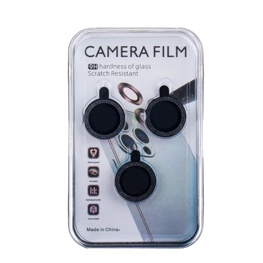 Lencsevédő üveg iPhone 15 Plus 6,7" fekete csillogó (2 db) - 3