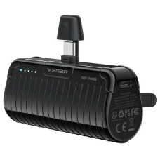 VEGER powerbank 5 000 mAh beépített Type C csatlakozóval PlugOn PD QC3.0 3A 20W W0558 fekete