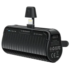 VEGER powerbank 5000 mAh beépített Lightning csatlakozóval PlugOn PD QC3.0 3A 20W W0558P fekete