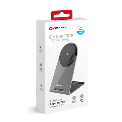FORCELL F-ENERGY Flip Charge Qi2 15W vezeték nélküli töltő kompatibilis MagSafe-val ezüst - 4