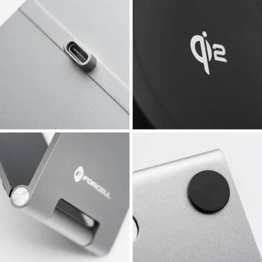 FORCELL F-ENERGY Flip Charge Qi2 15W vezeték nélküli töltő kompatibilis MagSafe-val ezüst - 5