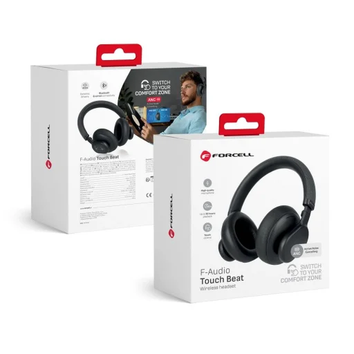  FORCELL F-AUDIO ANC Touch Beat fekete vezeték nélküli fejhallgatók - 1