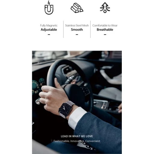 DUX DUCIS Milanese szíj mágneses rögzítésű rozsdamentes acél Apple Watch 38 / 40 / 41 mm szürke - 4