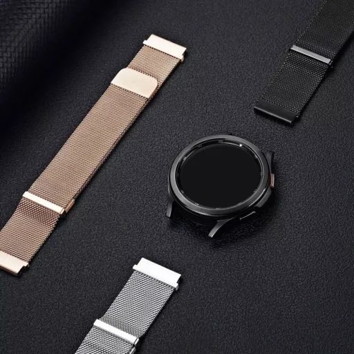 DUX DUCIS Milanese rozsdamentes acél mágneses szíj 20 mm ezüst, Samsung Galaxy Watch óraszíj - 6