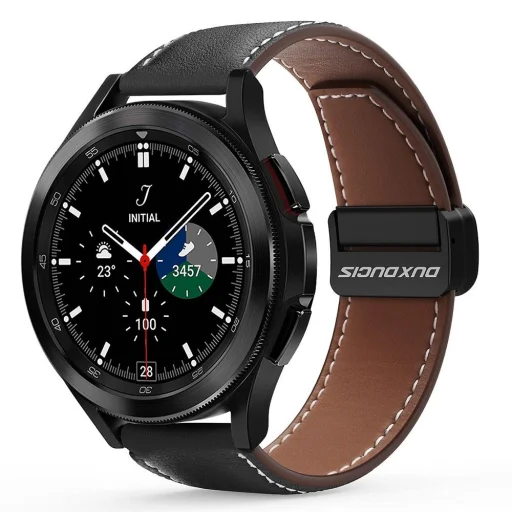 DUX DUCIS YA valódi bőr 20 mm fekete Samsung Galaxy Watch óraszíj - 1
