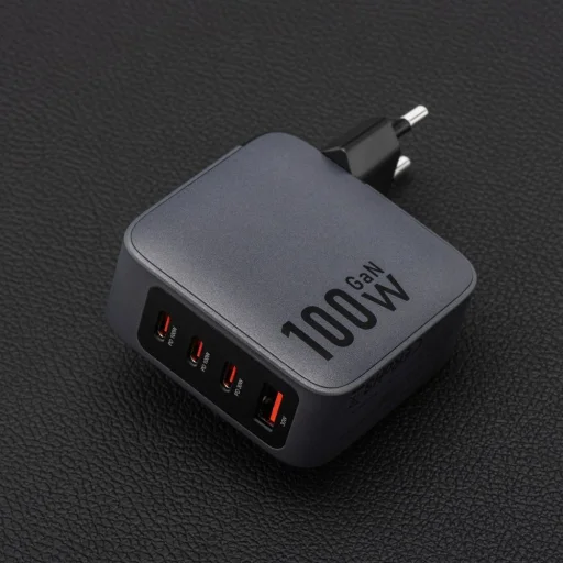 FORCELL F-ENERGY GaN VT-46 utazó töltő 3 x USB-C + USB A PD QC4.0 5A 100W szürke - 8