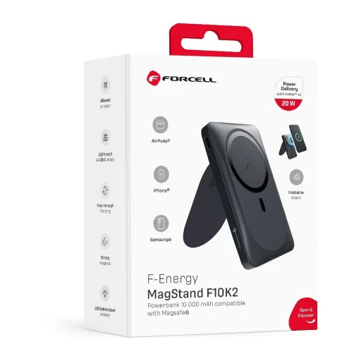 FORCELL F-ENERGY F10K2 MagStand powerbank MagSafe PD QC3.0 5A 20W 10 000mAh čierna - 17