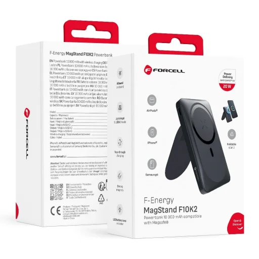 FORCELL F-ENERGY F10K2 MagStand powerbank MagSafe PD QC3.0 5A 20W 10 000mAh čierna - 15