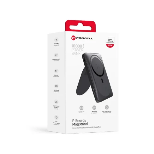 FORCELL F-ENERGY F10K2 MagStand powerbank MagSafe PD QC3.0 5A 20W 10 000mAh fekete - 14