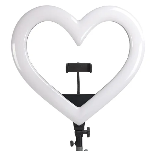 LED Körfény Stream RGB lámpa 12 hüvelykes telefontartóval SZÍV ALAKÚ + tripod JM33-13 fekete - 6