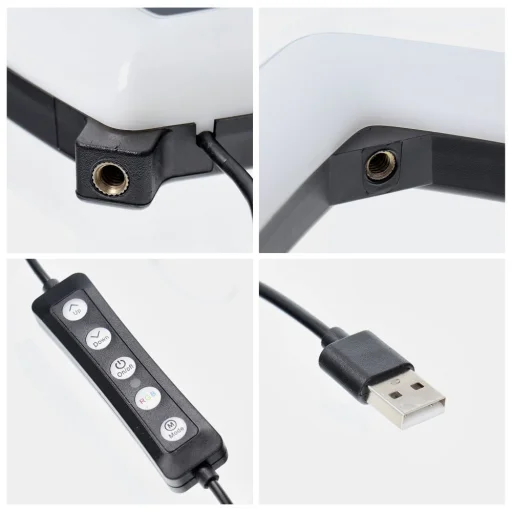 LED Ring Stream RGB lámpa 10" telefontartóval SZÍV + tripod JM26-10 fekete - 6