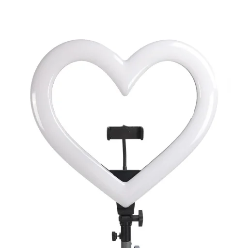 LED Ring Stream RGB lámpa 10" telefontartóval SZÍV + tripod JM26-10 fekete - 7