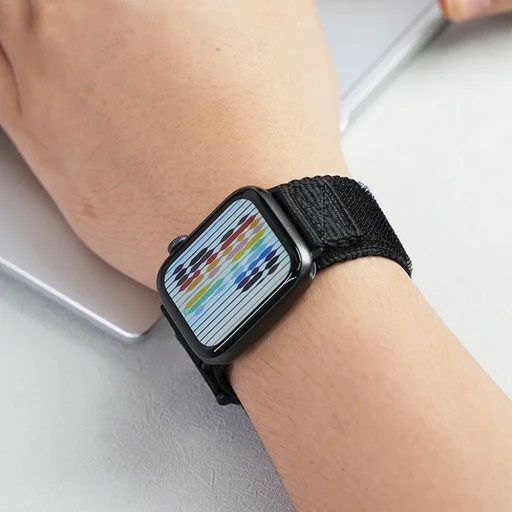 FORCELL F-DESIGN FA05 nylon szíj Apple Watch 42/44/45/49 mm fekete - 2