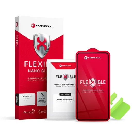 Forcell Flexible Nano Glass 5D Samsung Galaxy S10 fekete (Hot Bending) működő ujjlenyomat-olvasóval üvegfólia - 1