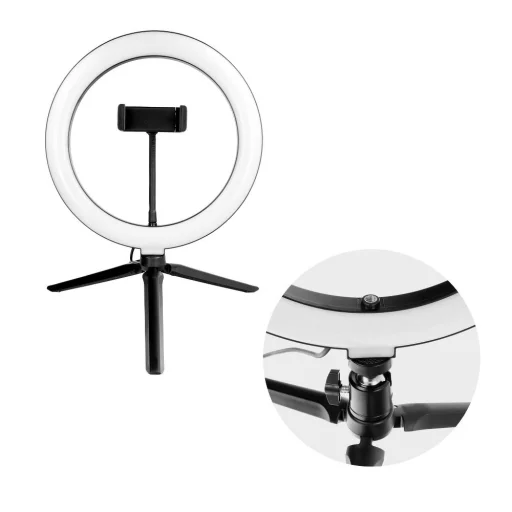 LED körfény Stream RGB lámpa 10" telefontartóval + tripod fekete - 7