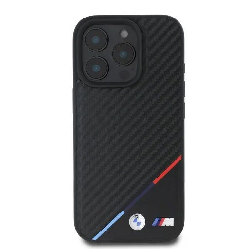 iPhone 16 Pro čierny kryt BMW M PU Carbon Tricolor Stripe MagSafe - 2