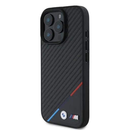 iPhone 16 Pro čierny kryt BMW M PU Carbon Tricolor Stripe MagSafe - 3