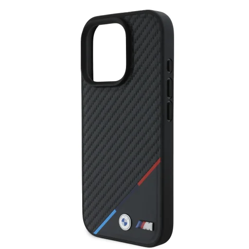 iPhone 16 Pro čierny kryt BMW M PU Carbon Tricolor Stripe MagSafe - 4