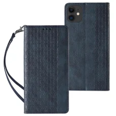 Magnet Strap Tok iPhone 12 Pouch Wallet + Mini Lanyard Medál Kék