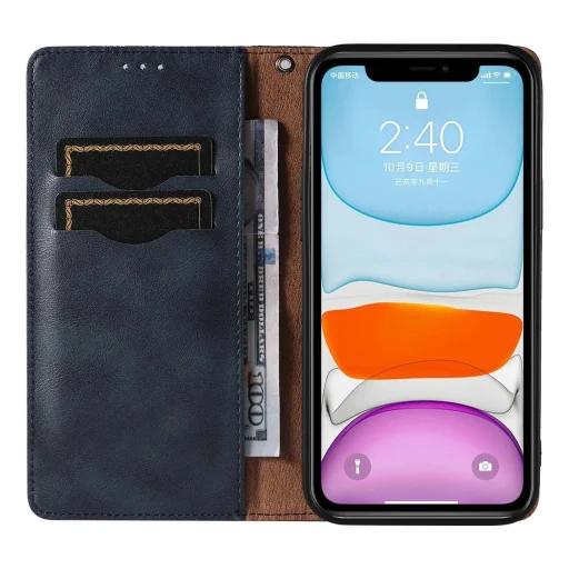 Magnet Strap Tok iPhone 12 Pouch Wallet + Mini Lanyard Medál Kék - 8