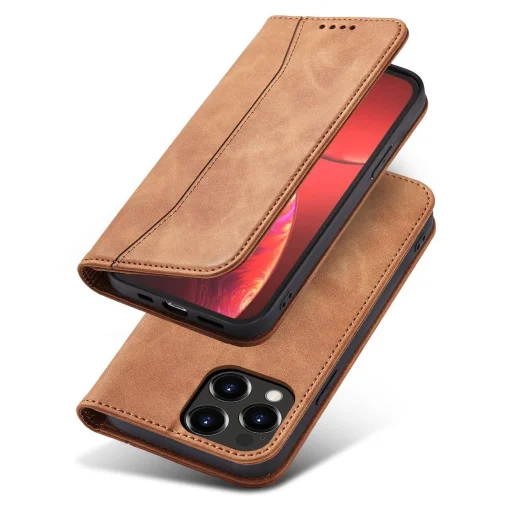Magnet Fancy Case tok iPhone 13 Pro Max-hoz Pénztárca Kártyatartó Barna - 3