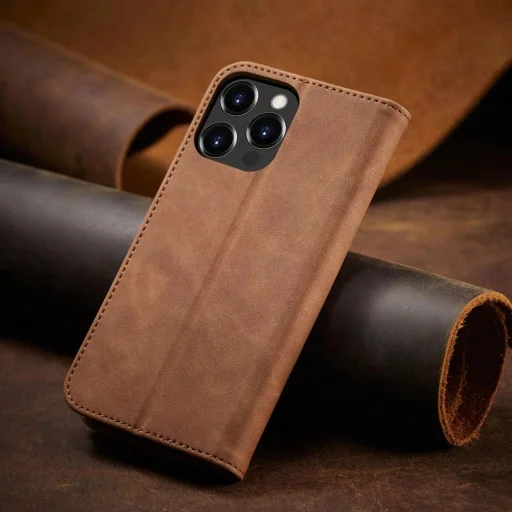Magnet Fancy Case tok iPhone 13 Pro Max-hoz Pénztárca Kártyatartó Barna - 10