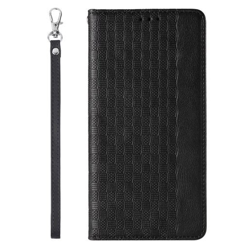 Magnet Strap Tok iPhone 12 Pro Max Pénztárca + Mini Nyakpánt Fekete - 5