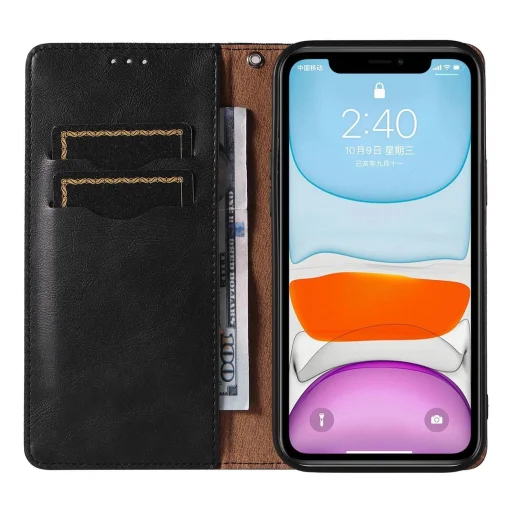Magnet Strap tok iPhone 12/12 Pro Pouch Wallet + Mini Lanyard Medál Fekete - 6