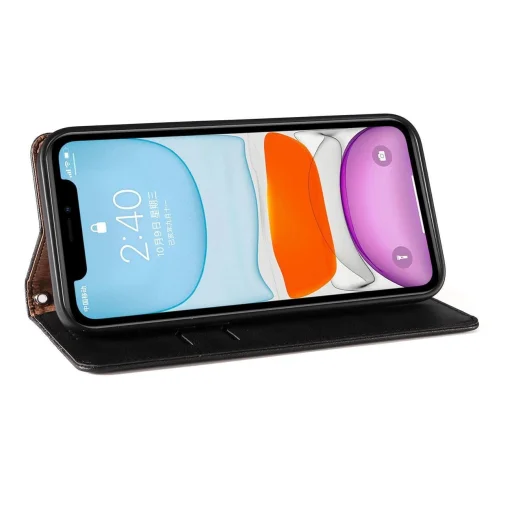 Magnet Strap tok iPhone 12/12 Pro Pouch Wallet + Mini Lanyard Medál Fekete - 10