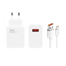 Xiaomi MDY-14-EL USB-A 33W Töltő Adatkábel USB-C 6A Fehér (Bulk)