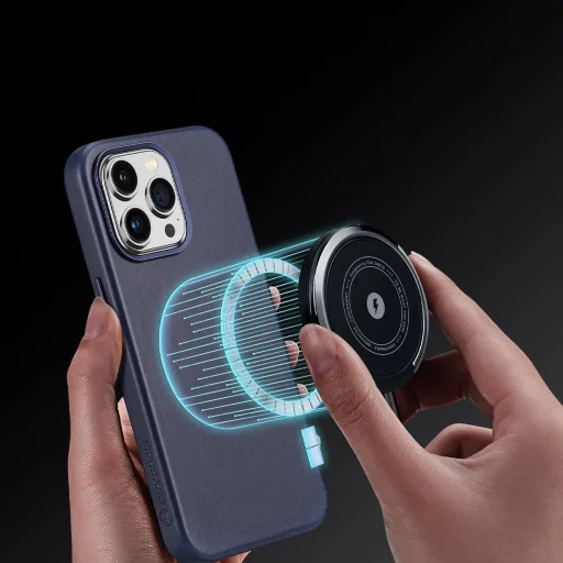 Dux Ducis Naples tok iPhone 14 Pro Max mágneses bőrtok MagSafe kék - 10