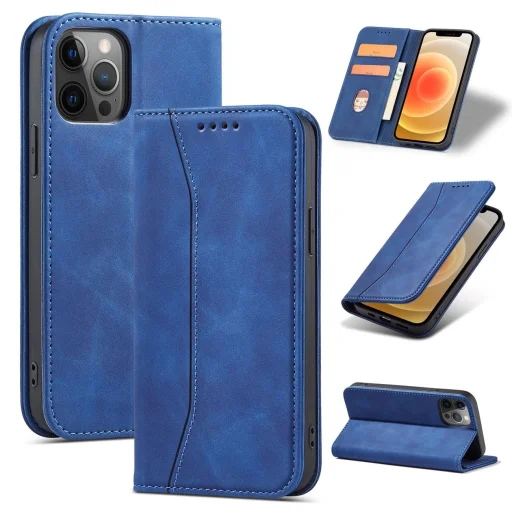 Magnet Fancy Case tok iPhone 12 Pro Max-hoz, pénztárca és kártyatartó állvány, kék - 3
